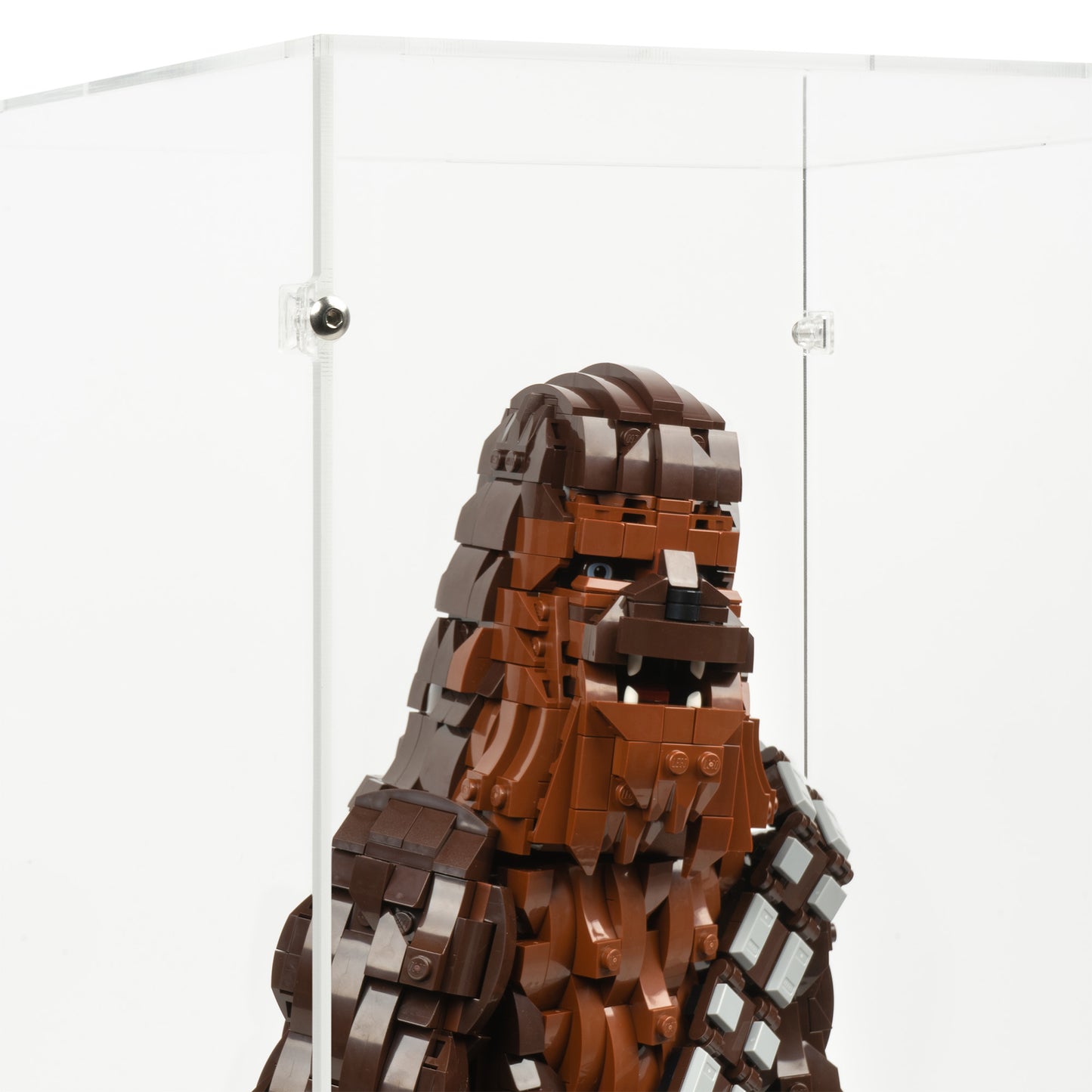 Fitting detail view of LEGO 75371 UCS Chewbacca Display Case.
