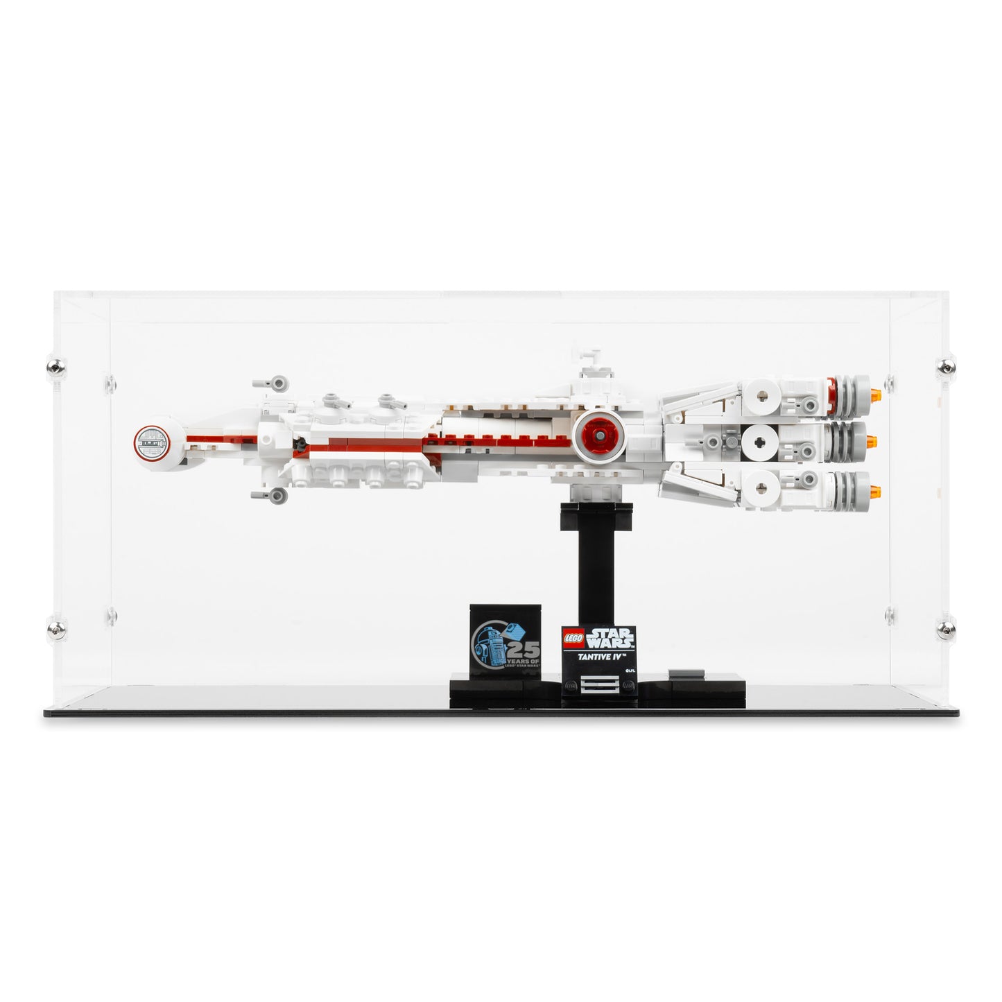Front view of LEGO 75376 Tantive IV Display Case.