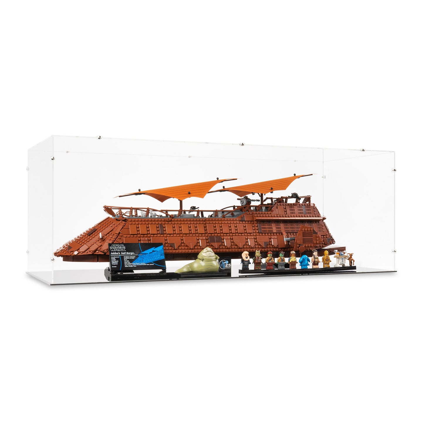Angled view of LEGO 75397 UCS Jabba's Sail Barge Display Case.