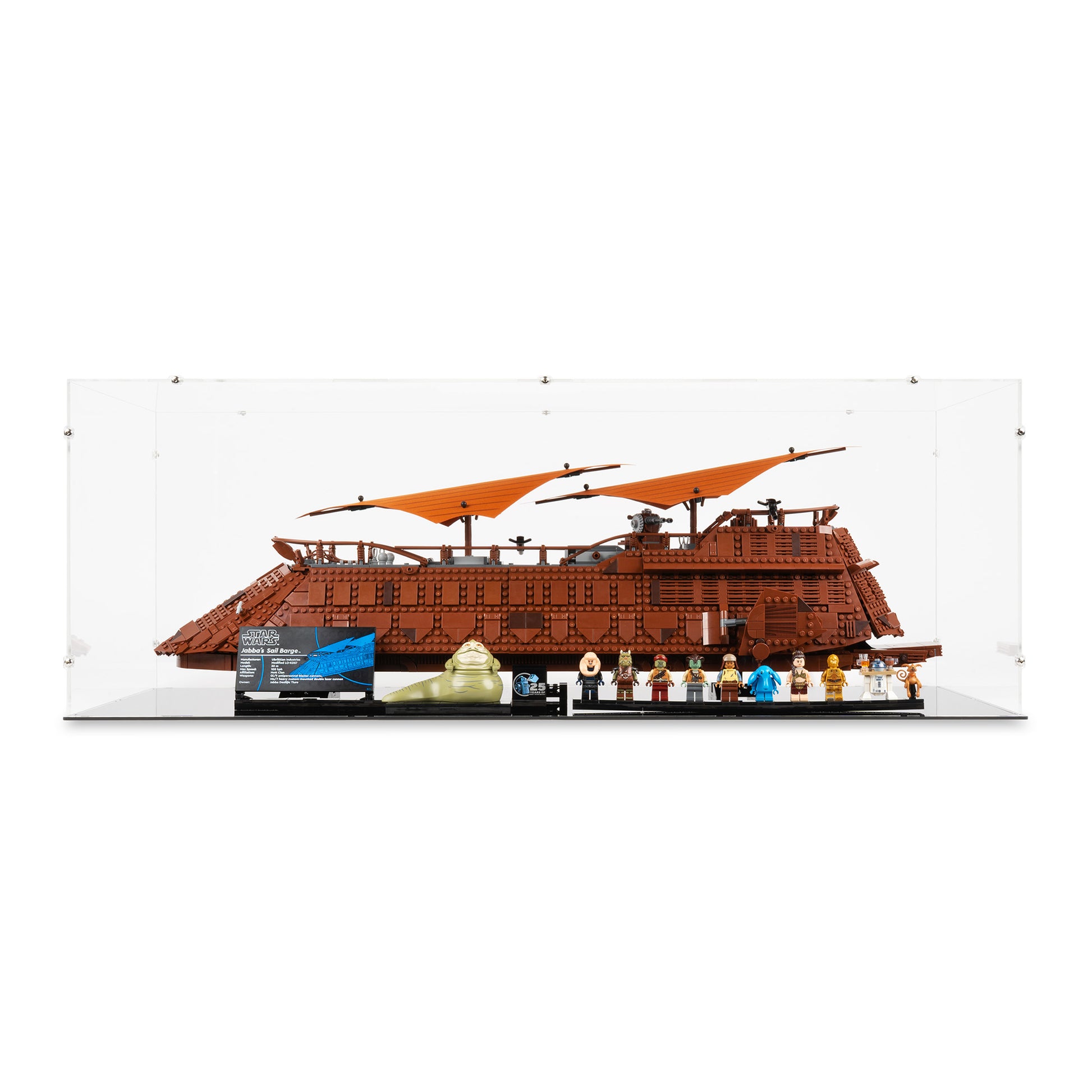 Front view of LEGO 75397 UCS Jabba's Sail Barge Display Case.