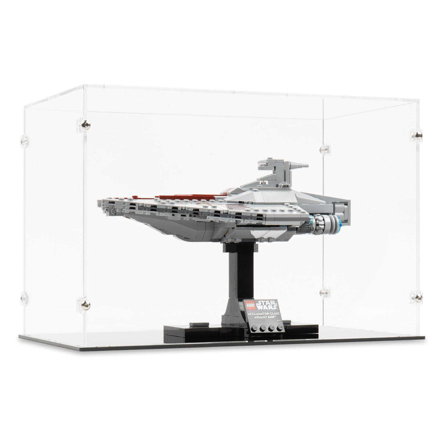 Angled view of LEGO 75404 Acclamator-Class Assault Ship Display Case.