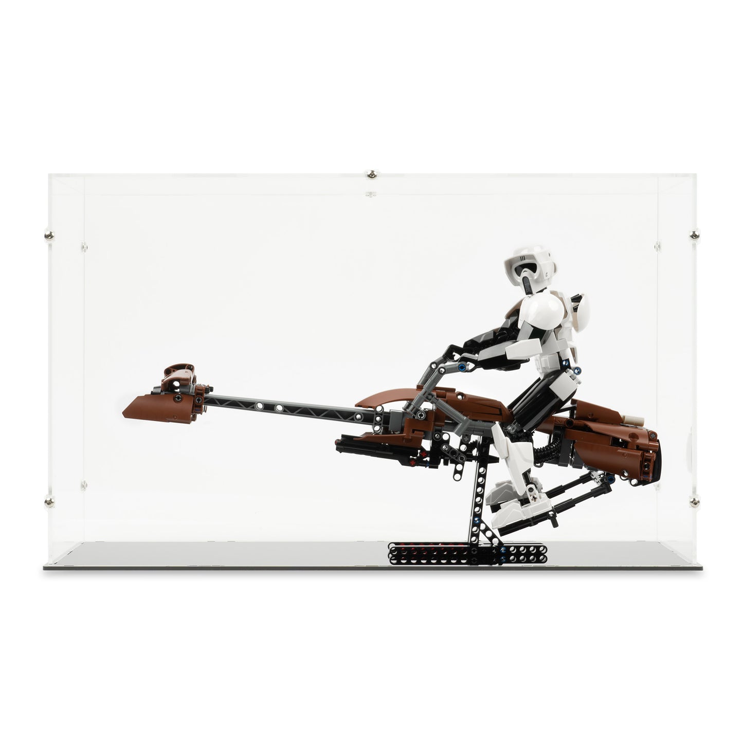 Front view of LEGO 75532 Scout Trooper and Speeder Bike Display Case.