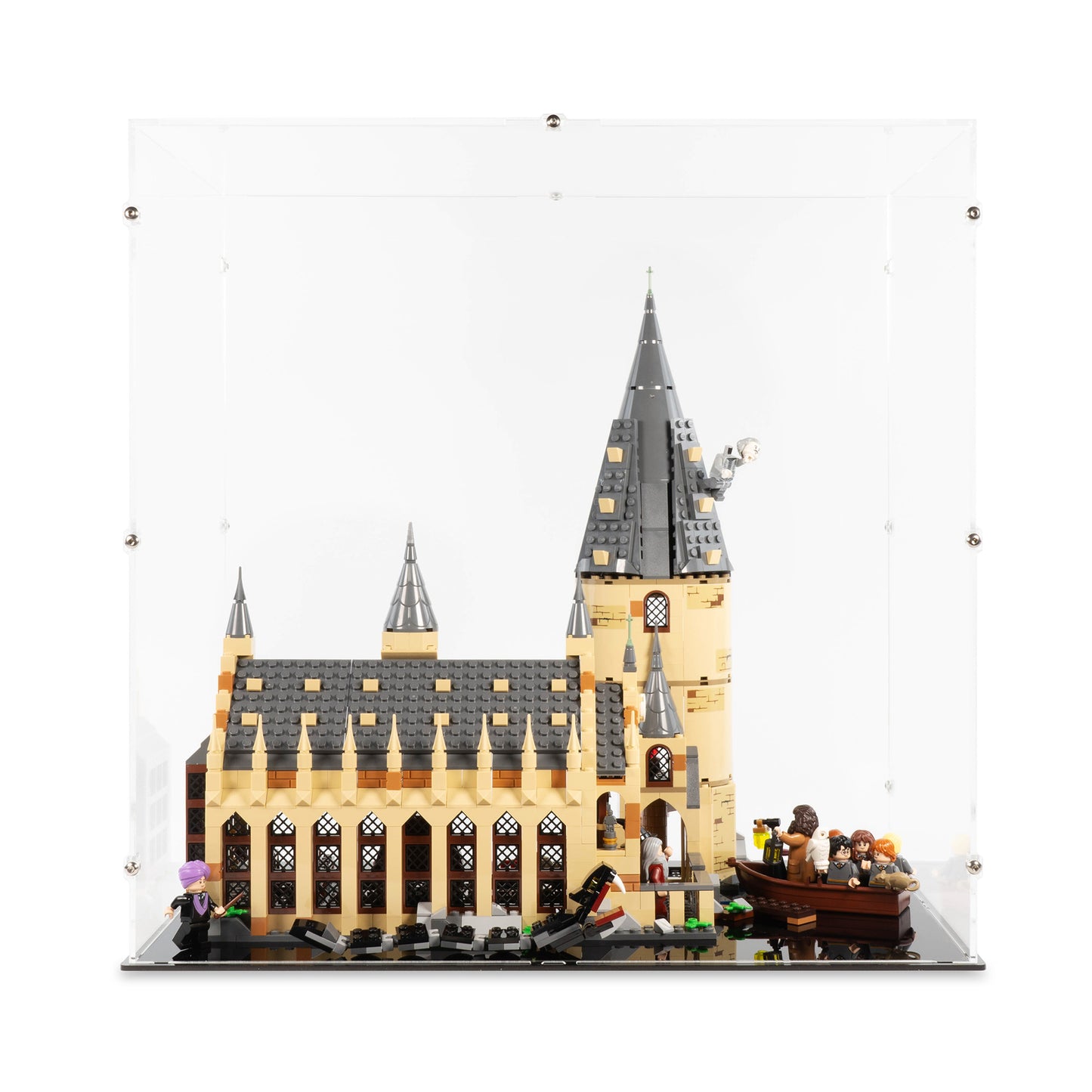 Front view of LEGO 75954 Hogwarts Great Hall Display Case.