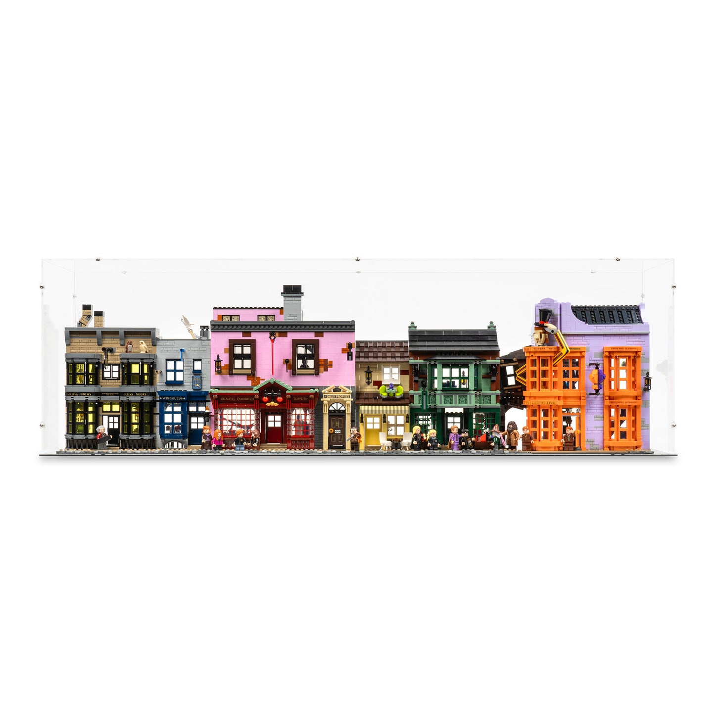 Front view of LEGO 75978 Diagon Alley Display Case.