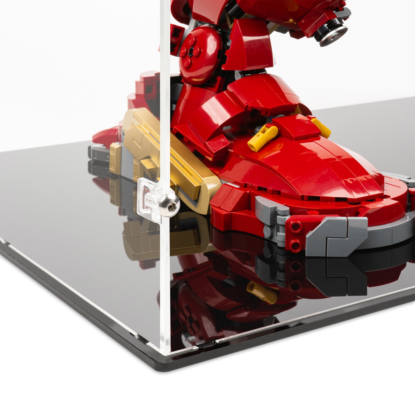 Fitting detail view of LEGO 76210 Hulkbuster Display Case.