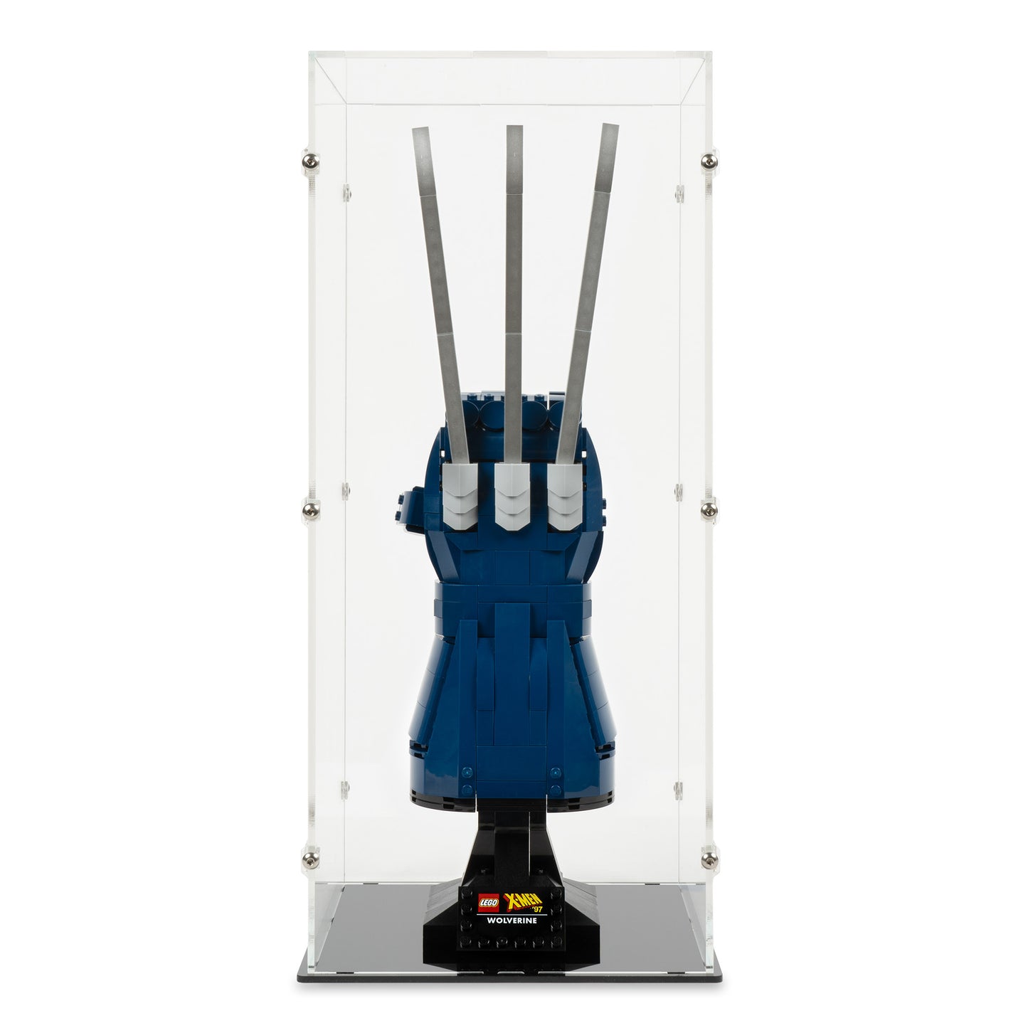 Front view of LEGO 76250 Wolverine's Adamantium Claws Display Case.