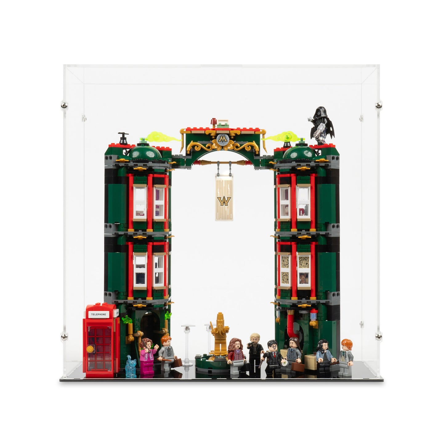 Front view of LEGO 76403 The Ministry of Magic Display Case.