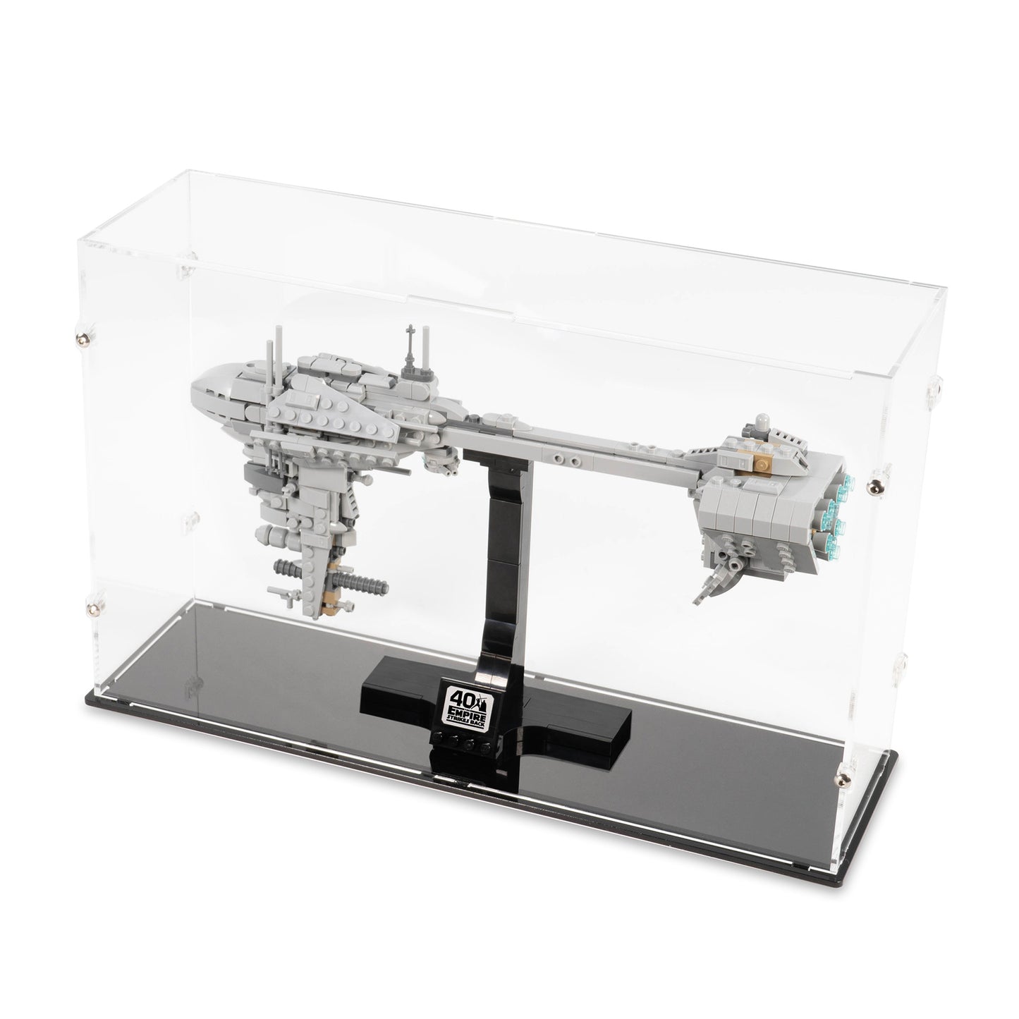 Angled top view of LEGO 77904 Nebulon-B Frigate Display Case.