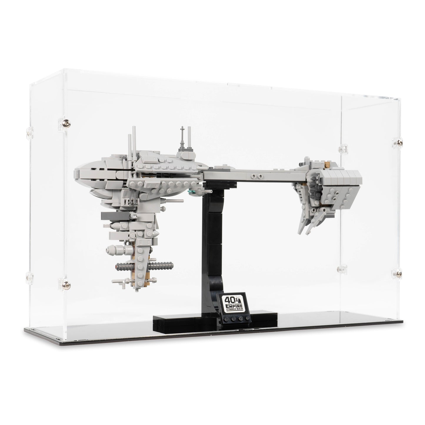 Angled view of LEGO 77904 Nebulon-B Frigate Display Case.