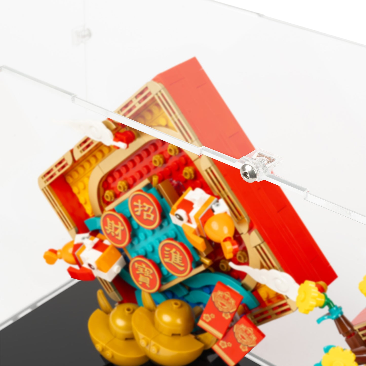 Fitting detail view of LEGO 80110 Lunar New Year Display Case.