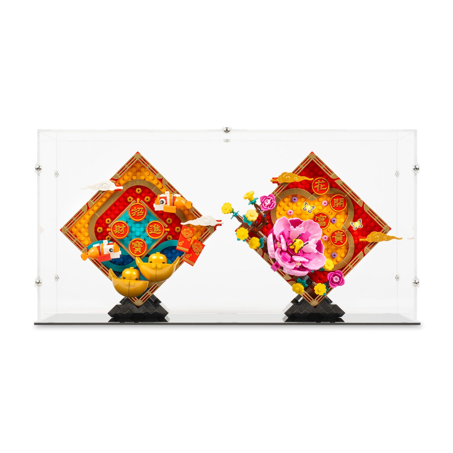 Front view of LEGO 80110 Lunar New Year Display Case.