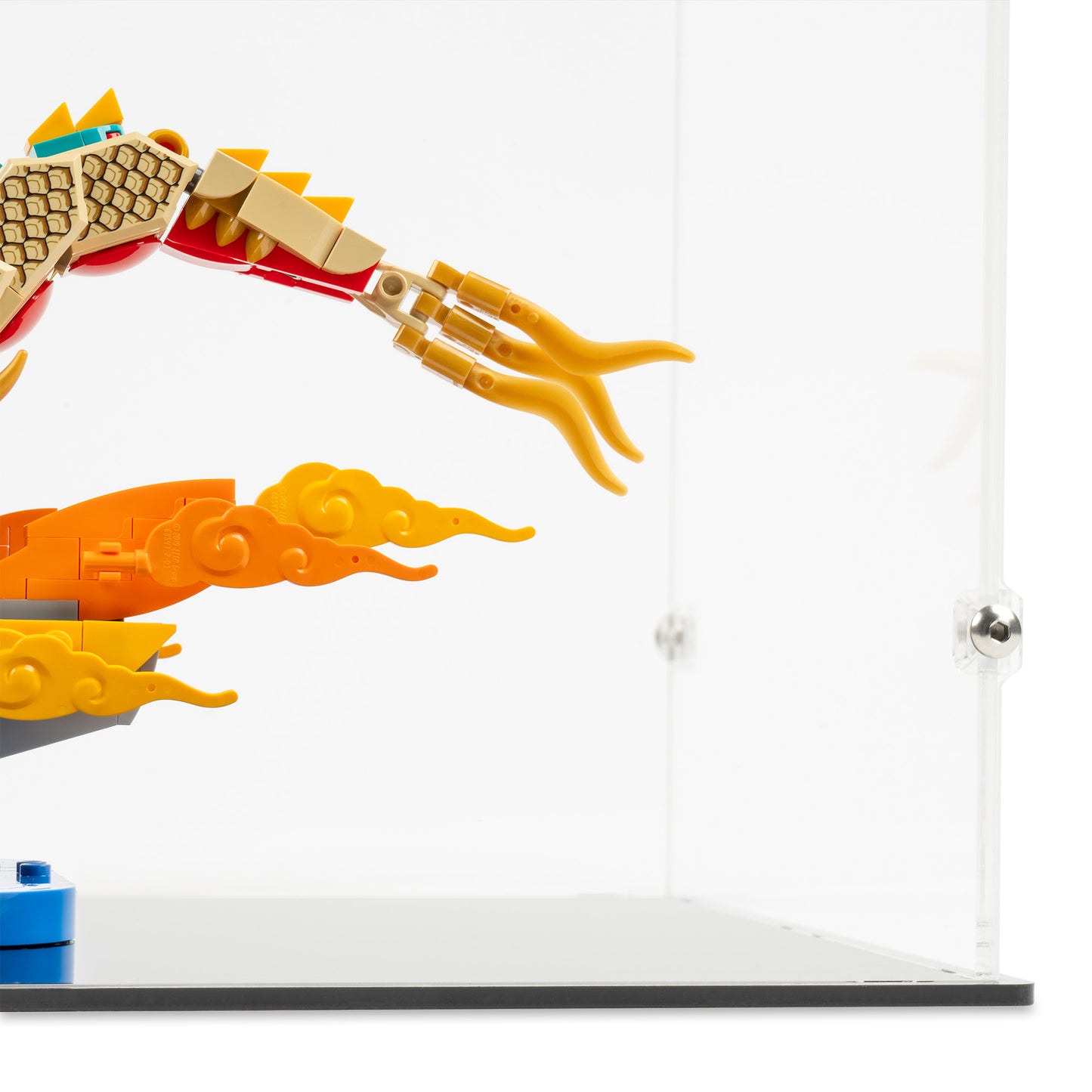 Fitting detail view of LEGO 80112 Auspicious Dragon Display Case.