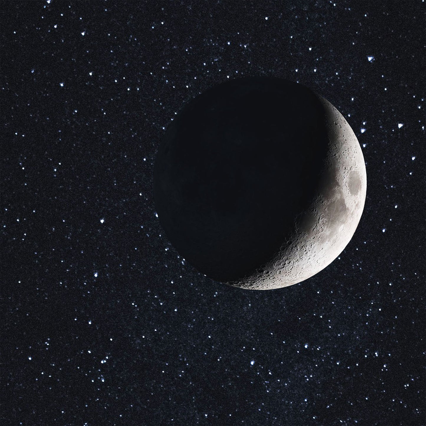 Moon detail view of LEGO 92176/21309 NASA Apollo Saturn V Vertical Display Case with a UV printed background.