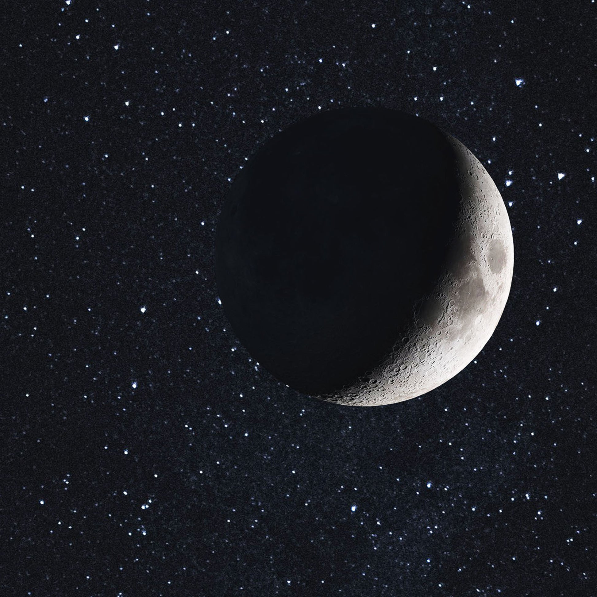 Moon detail view of LEGO 92176/21309 NASA Apollo Saturn V Vertical Display Case with a UV printed background.