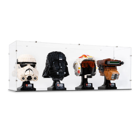 Angled view of 4x LEGO Helmets Display Case.