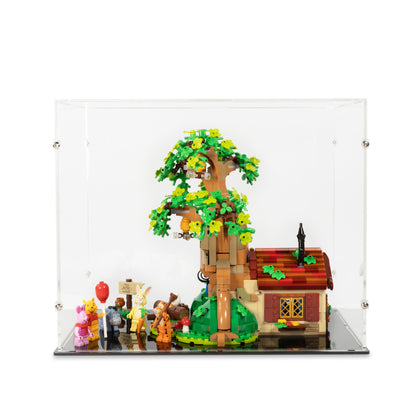 Front closed view of LEGO 21326 Winnie the Pooh Display Case.