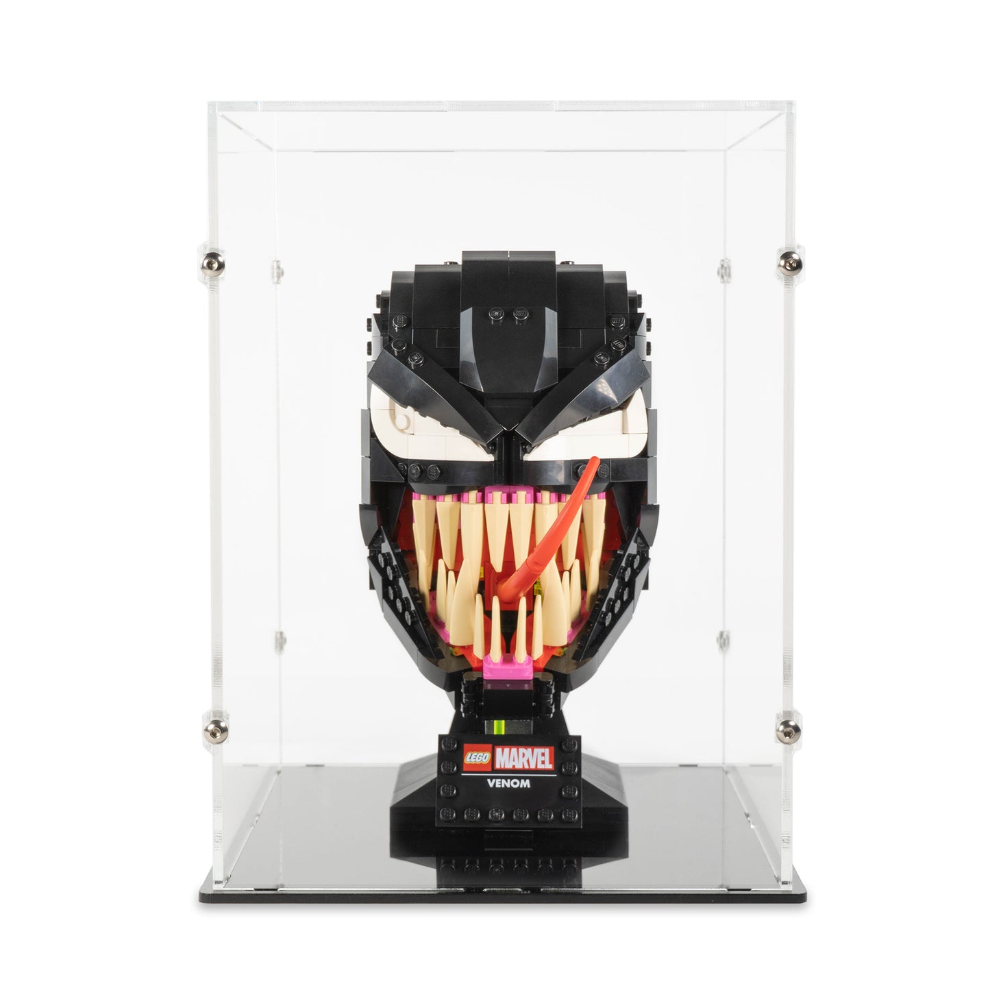 Front view of LEGO 76187 Venom Display Case.