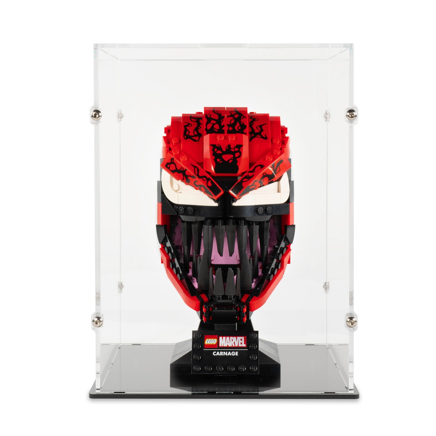 Front view of LEGO 76199 Carnage Display Case.