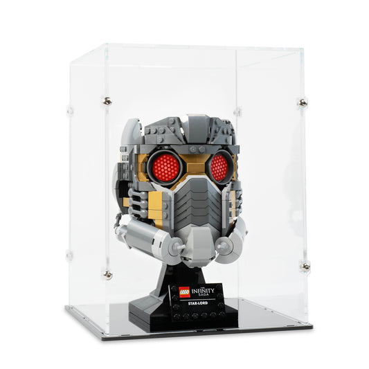 Angled view of LEGO 76251 Star-Lord's Helmet Display Case.