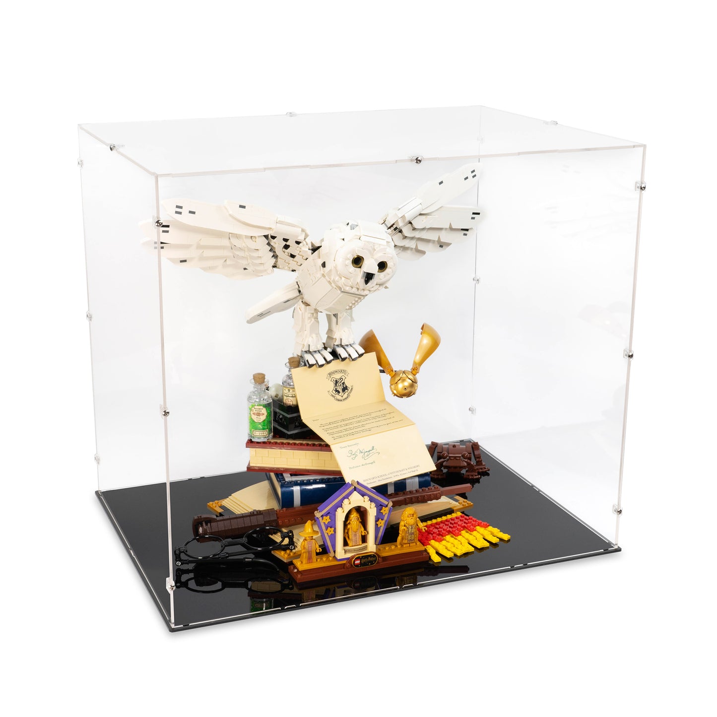 Angled top view of LEGO 76391 Hogwarts Icons Collectors' Edition Display Case.