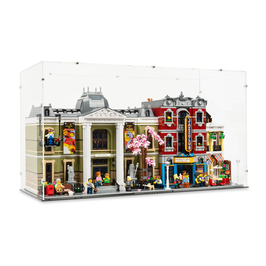 Angled view of 2.5x 14 inch tall LEGO Modular Display Case.
