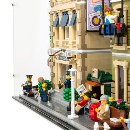 Fitting detail view of 2.5x 16.5 inch tall LEGO Modular Display Case.