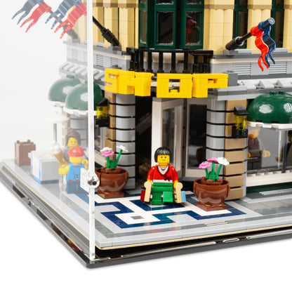 Fitting detail view of 3.5x 16.5 inch tall LEGO Modular Display Case.