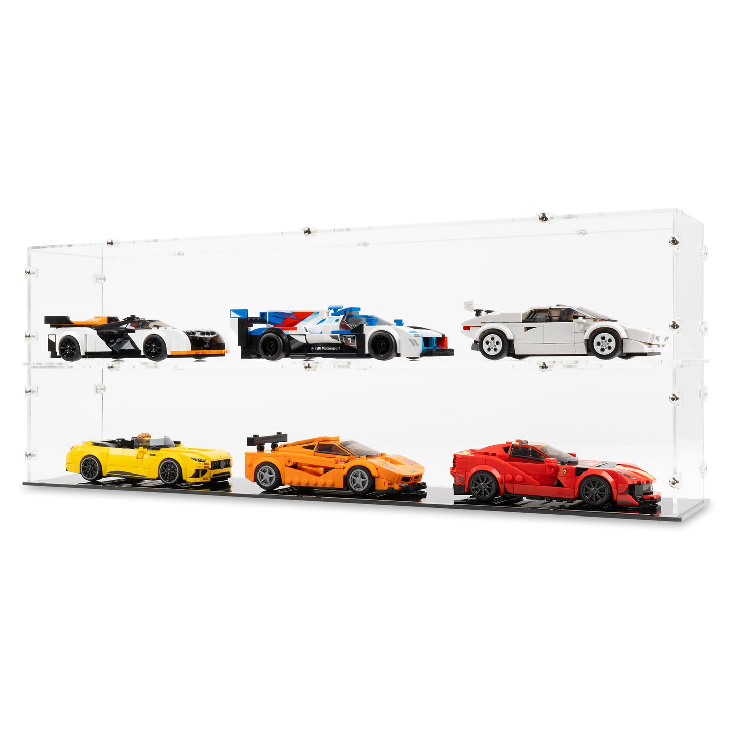 Two 3x LEGO Speed Champions Parallel Display Cases stacked.