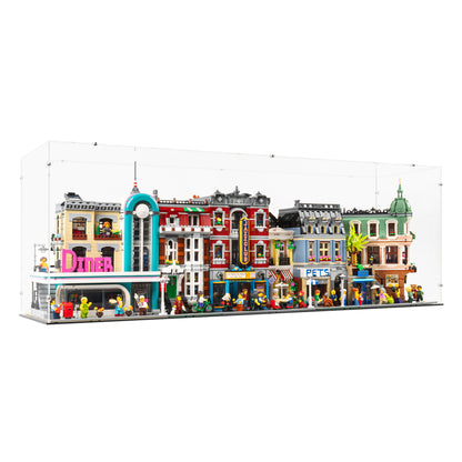 Angled view of 4x 14 inch tall LEGO Modular Display Case.