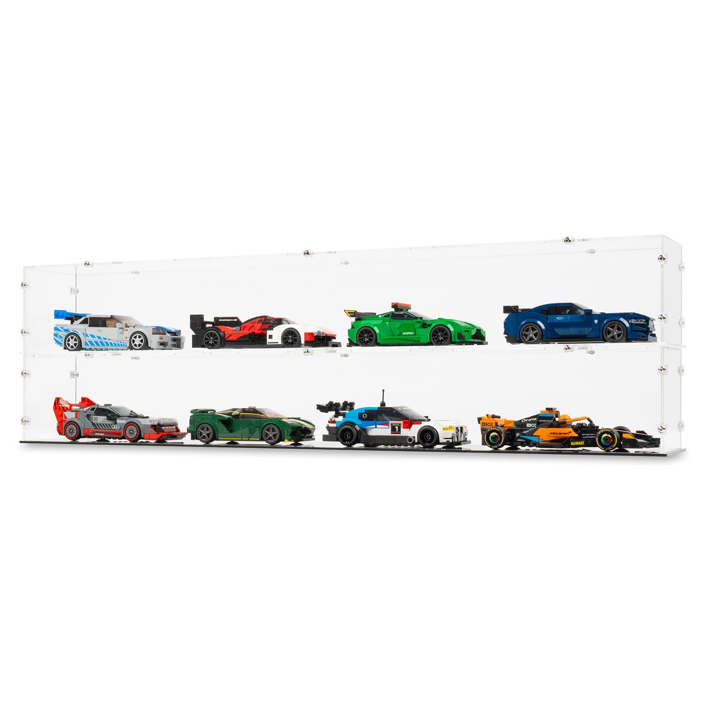 Two 4x LEGO Speed Champions Parallel Display Cases stacked.