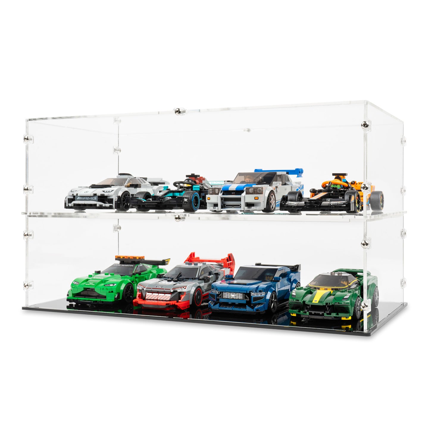 Two 4x LEGO Speed Champions Perpendicular Display Cases stacked.