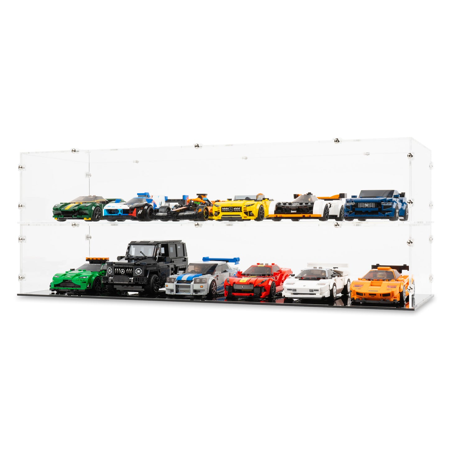 Two 6x LEGO Speed Champions Perpendicular Display Cases stacked.