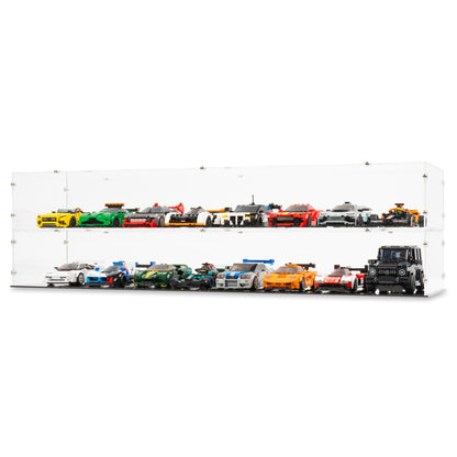 Two 8x LEGO Speed Champions Perpendicular Display Cases stacked.