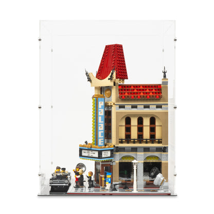 Front view of LEGO 10232 Palace Cinema Extended Display Case.