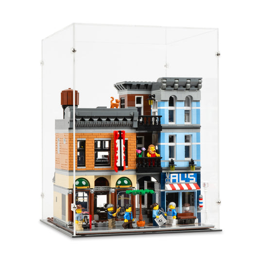 Angled view of LEGO 10246 Detective’s Office Display Case.