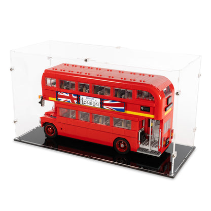 Angled top view of LEGO 10258 London Bus Display Case.