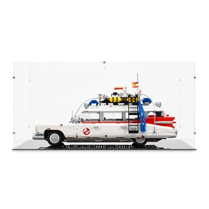 Front view of LEGO 10274 Ghostbusters ECTO-1 Display Case.