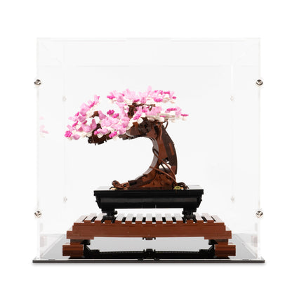 Front view of LEGO 10281 Bonsai Tree Display Case.