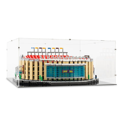 Angled view of LEGO 10284 Camp Nou FC Barcelona Display Case.