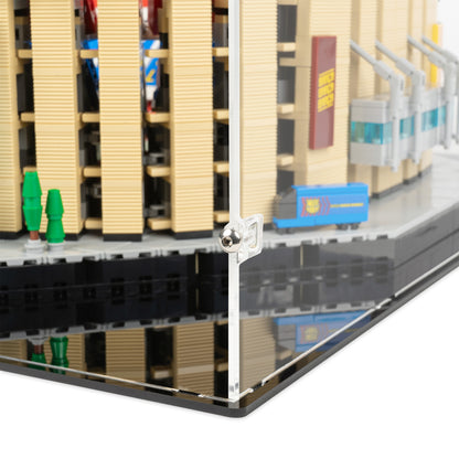 Fitting detail view of LEGO 10284 Camp Nou FC Barcelona Display Case.