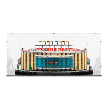 Front view of LEGO 10284 Camp Nou FC Barcelona Display Case.