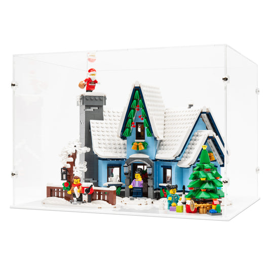 Angled view of LEGO 10293 Santa’s Visit Display Case.