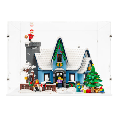Front view of LEGO 10293 Santa’s Visit Display Case.