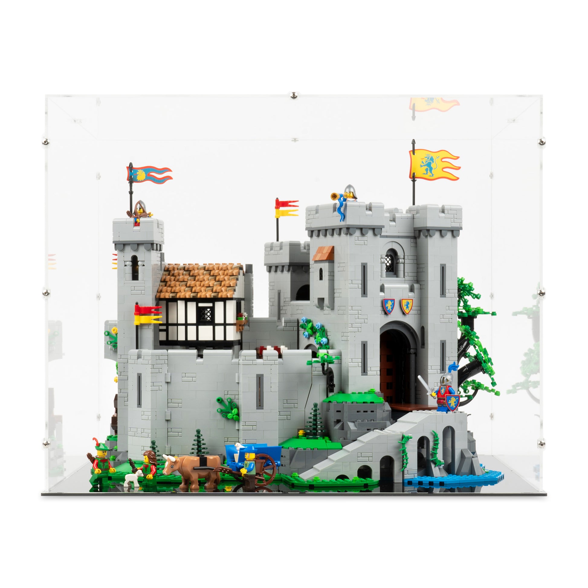 Front view of LEGO 10305 Lion Knights' Castle Closed Display Case.