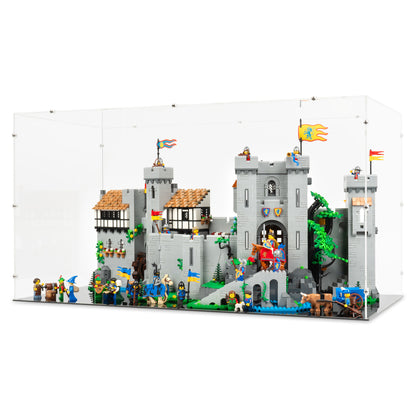 Angled view of LEGO 10305 Lion Knights' Castle Open Display Case.
