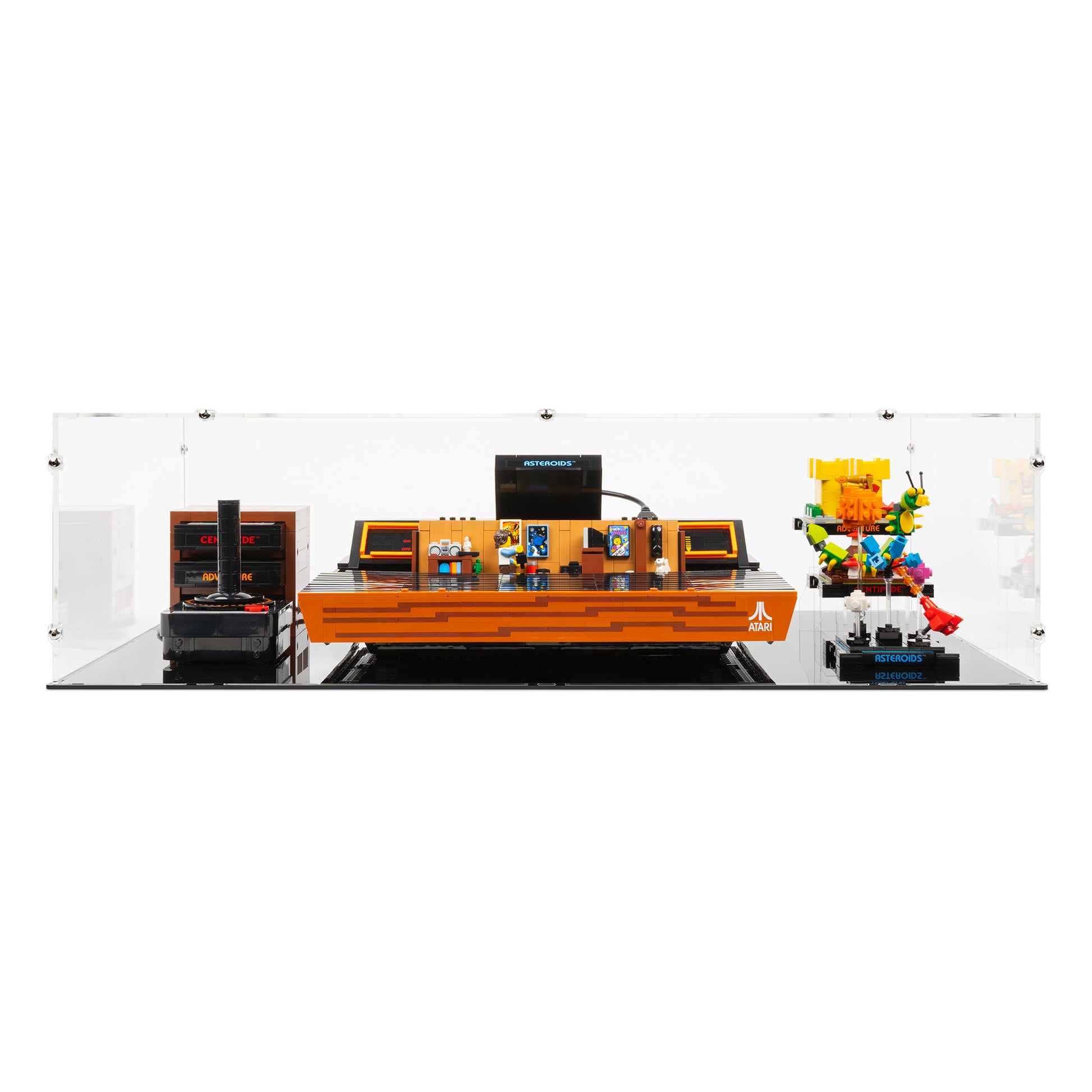 Front view of LEGO 10306 Atari 2600 Display Case.