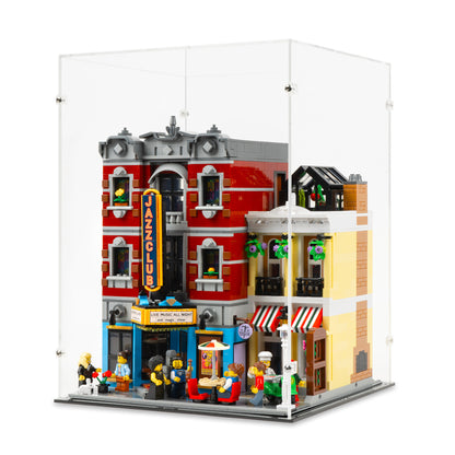 Angled view of LEGO 10312 Jazz Club Display Case.