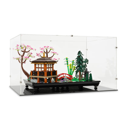 Angled view of LEGO 10315 Tranquil Garden Display Case.