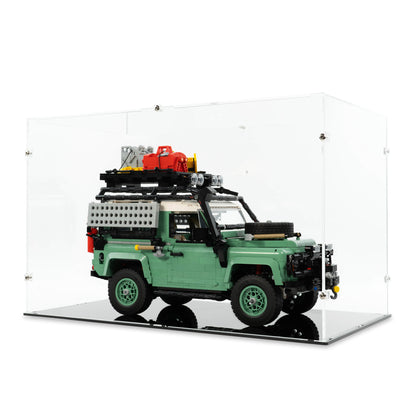 Angled view of LEGO 10317 Land Rover Classic Defender 90 Display Case.