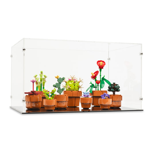 Angled view of LEGO 10329 Tiny Plants Display Case.